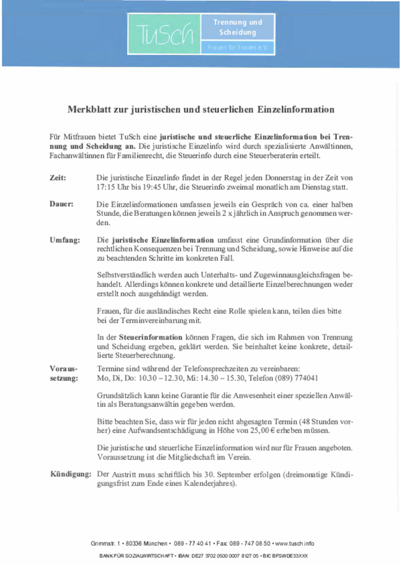 TuSCH e.V. Merkblatt zum Mitgliedsantrag TuSCH e.V. Merkblatt zum Mitgliedsantrag